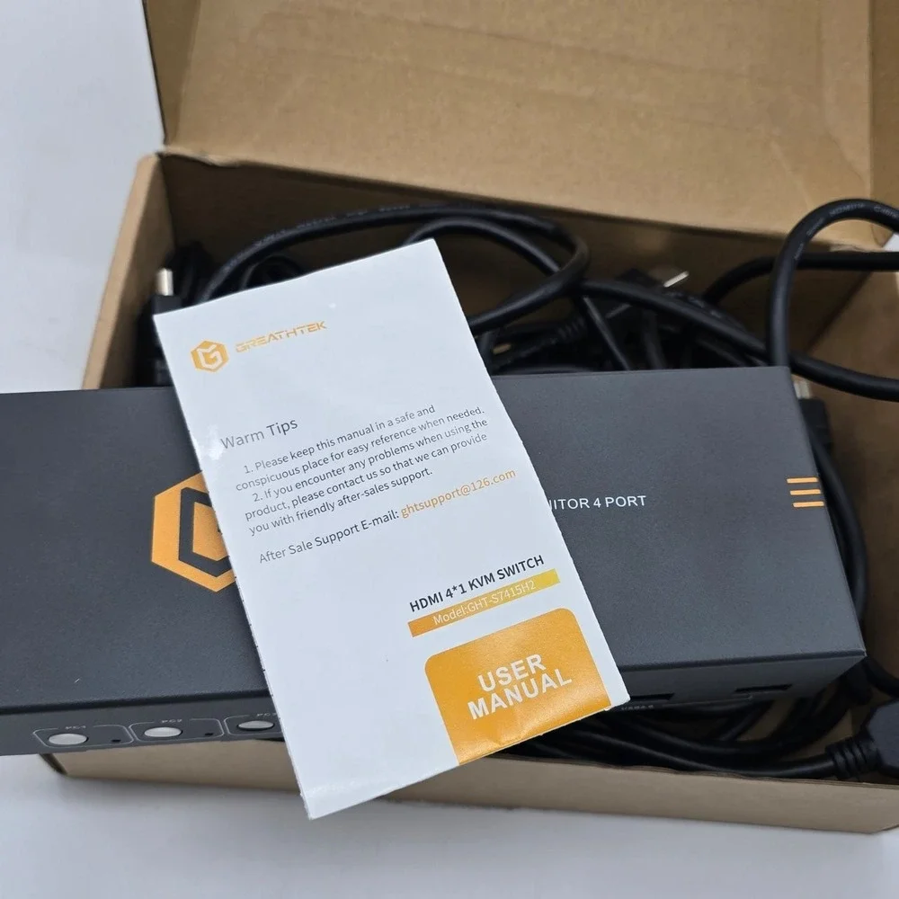 GREATHTEK 4K@60Hz KVM Switch 4 Port Dual Monitor HDMI 3 USB 3.0 7415H2-0513